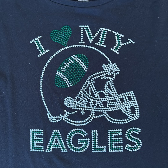 Lane Bryant black long sleeved shirt, I love my eagles, rhinestones, size 26/28 - Picture 2 of 4